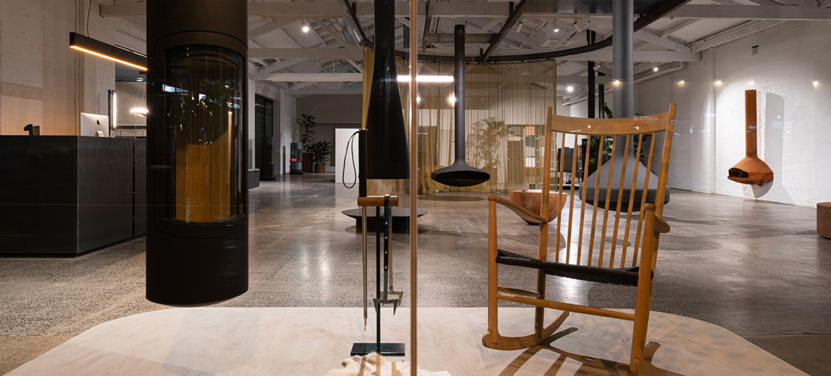 showroom Oblica cheminées contemporaines à Melbourne
