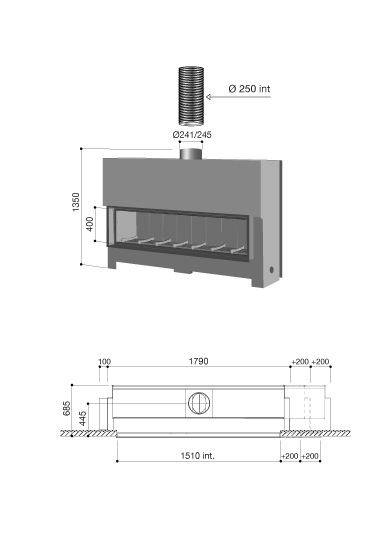 schéma cheminée contemporaine Gigafocus 1500