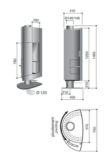 Schéma de la cheminée Poele Design Stofocus rouille
