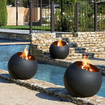 bubble is a wood burning fire pit by focus creation, outdoor, pool and backyard