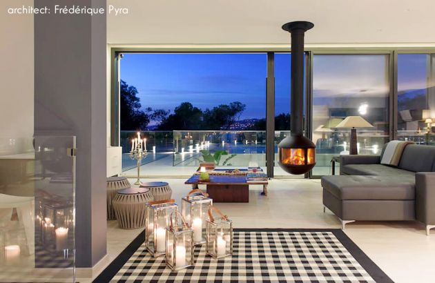 Suspended contemporary fireplace Agorafocus 630