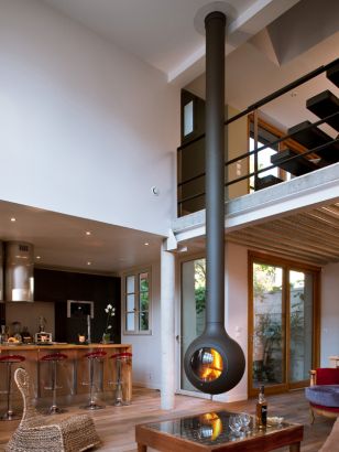 central designer fireplace Bathyscafocus Hublot