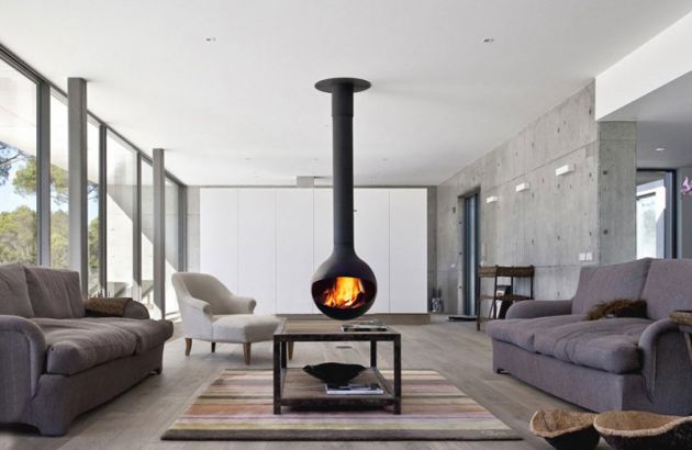 central contemporary fireplace Batyscafocus