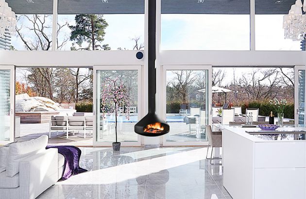 contemporary central designer fireplace Ergofocus