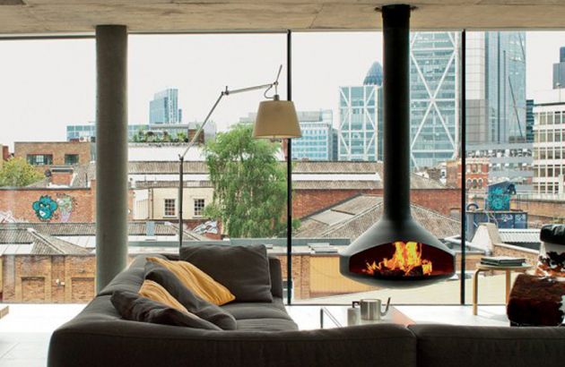 contemporary central designer fireplace Ergofocus London