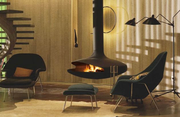 central designer fireplace Gyrofocus