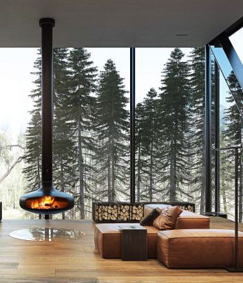 suspended design fireplace Domofocus 