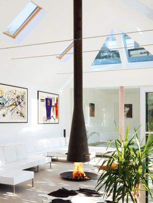 central designer telescopic fireplace filiofocus