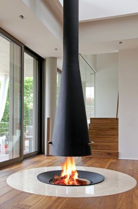 central designer telescopic fireplace filiofocus