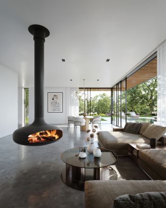 suspended design fireplace Domofocus 