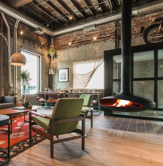 Cheminee design  Suspendue Gyrofocus Focus Brigette Bar Australie